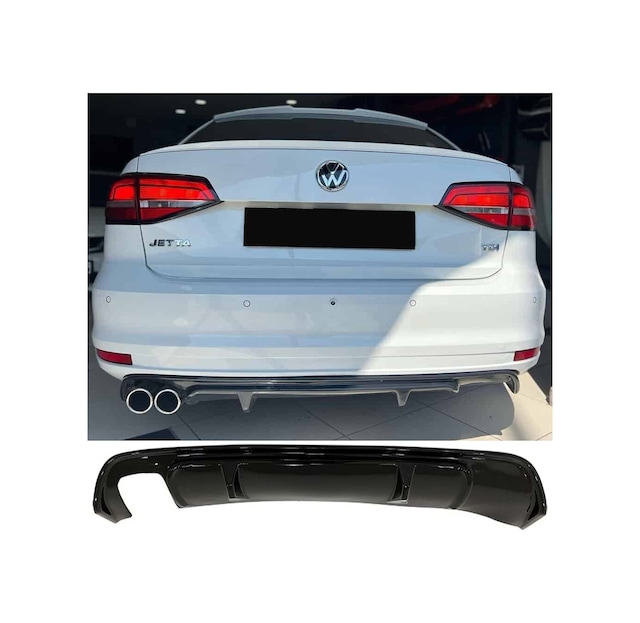 Vw Jetta Mk6 R Difüzör Sol Çift Çıkış Parlak Siyah Difizör 2015 2016 2017 2018 Arka+bodykit+ek