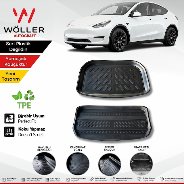 Tesla Model Y Bagaj Havuzu Seti Ön Ve Arka Alt Bagaj Havuzu 2019 Sonrası 3d Ultraflex Esnek