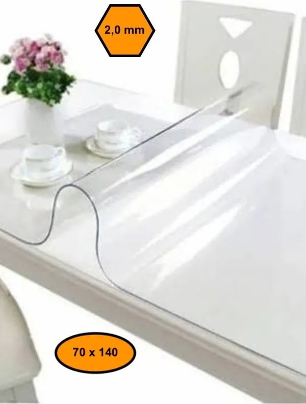 2,0 Mm Pvc Masa Örtüsü, Şeffaf Masa Kaplaması, 70x140