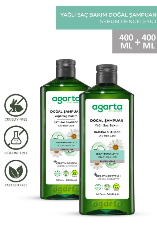 Agarta Yağlı Saçlar için Arındırıcı Tuzsuz Şampuan 2 x 400 ML