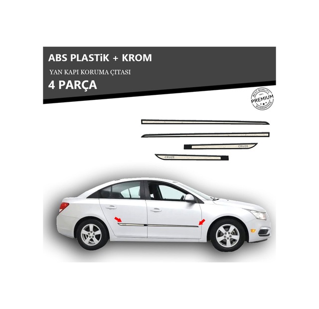 Chevrolet Cruze Yan Kapı Koruma Çıtası Plastik + Krom Unvrslppkçt00056