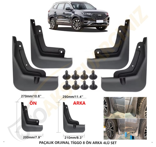 Chery Tiggo 8 Paçalık Ön Arka Tozluk Set