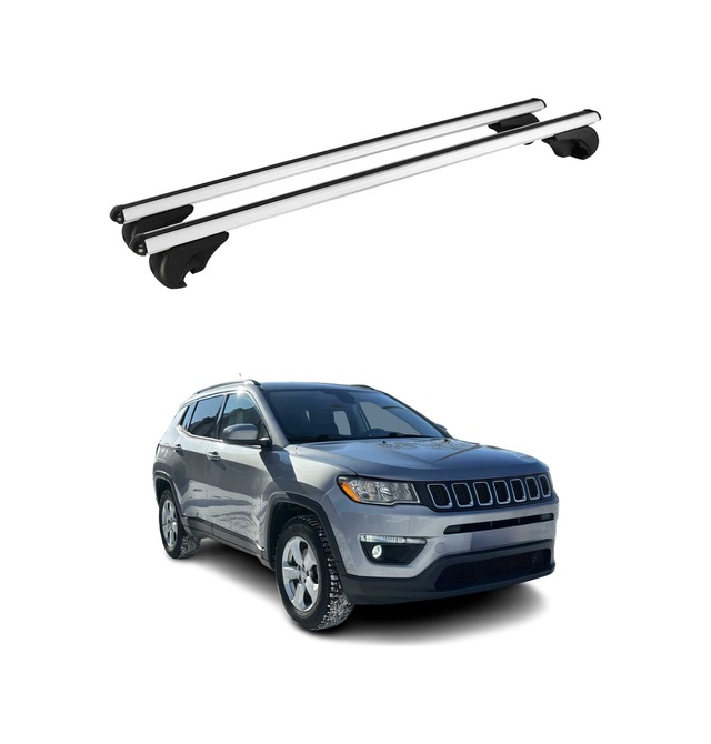 Jeep Compass Iı 2017-2025 Arası Uyumlu Port Bagaj Taşıyıcı Ara Atkı Alüminyum Gümüş 2 Parça