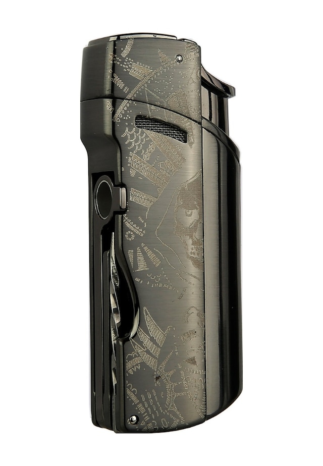 Quantoro Tek Torch Pürmüz Delicili/iğneli Gunmetal Desenli Metal Puro Çakmağı - Trz1156