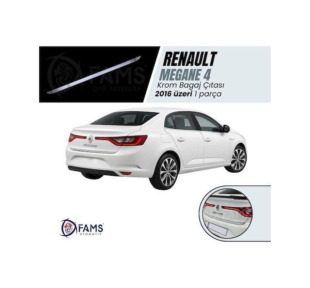 Renault Megane 4 Krom Bagaj Alt Çıtası 2016 Üzeri P. Çelik Sedan Uyumlu