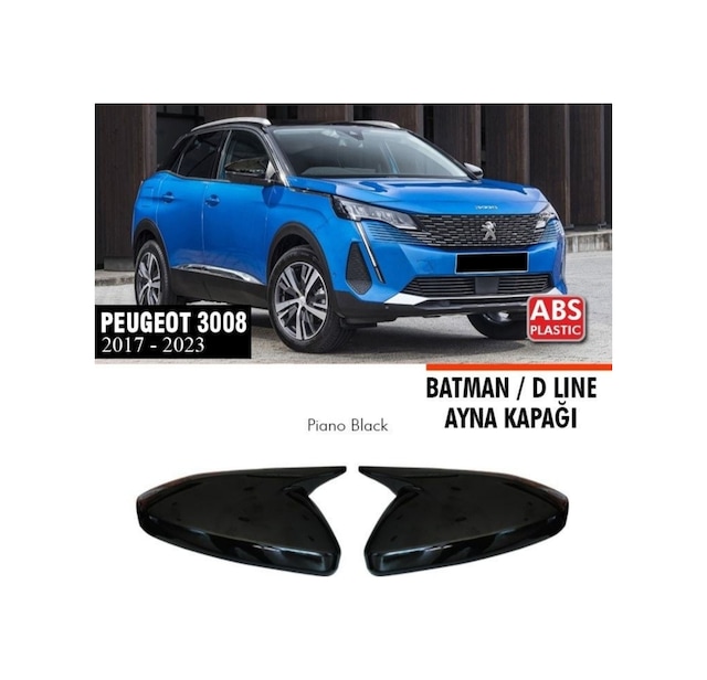 Peugeot 3008 Batman Yarasa Ayna Kapağı Piano Black 2017-2023 Aras