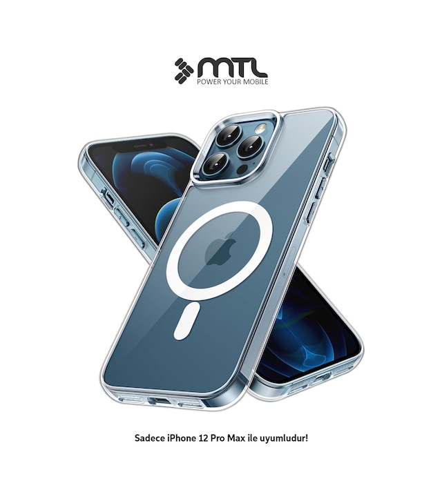 İphone 12 Pro Max Uyumlu Şeffaf Magsafe Kılıf Mtl Safe