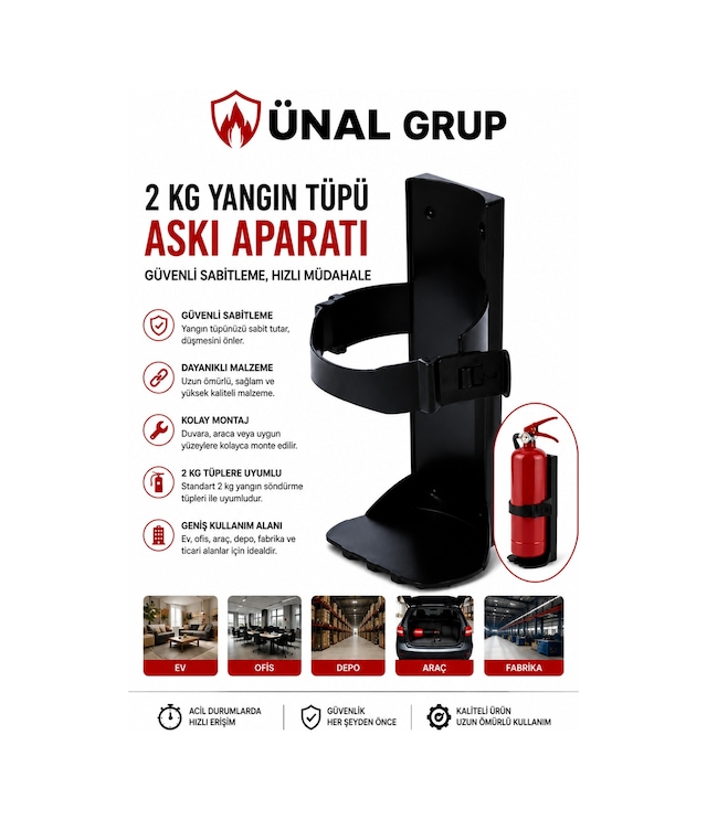 2 Kg Yangın Tüpü Askı Aparatı Yangın Söndürücü Duvar Montaj Tutacağı Dayanıklı Sabitleme