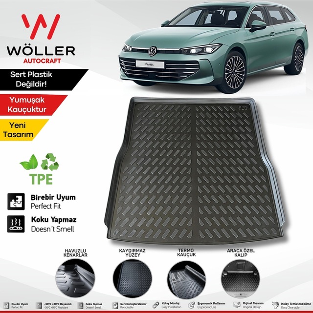 Volkswagen Passat B9 Bagaj Havuzu 2024 Sonrası Uyumlu 3d Wöller Ultraflex Esnek