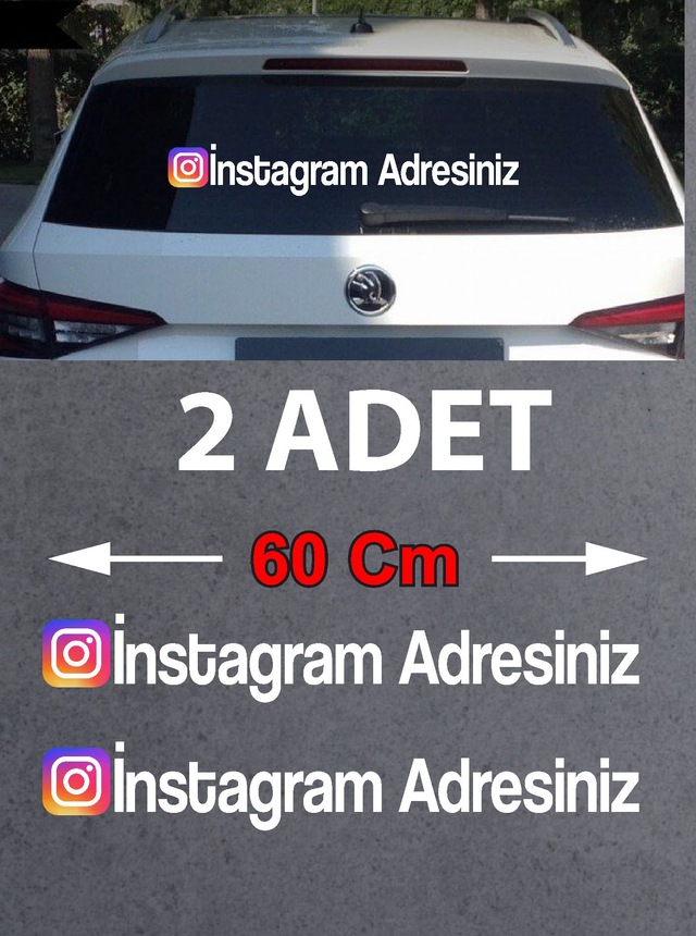 Kişiye Özel İnstagram Sticker 2 Adet - Sosyal Medya İnstagram Sticker - Araba Oto Araç Motosiklet Karavan Cam Sticker - 00926 60 Cm