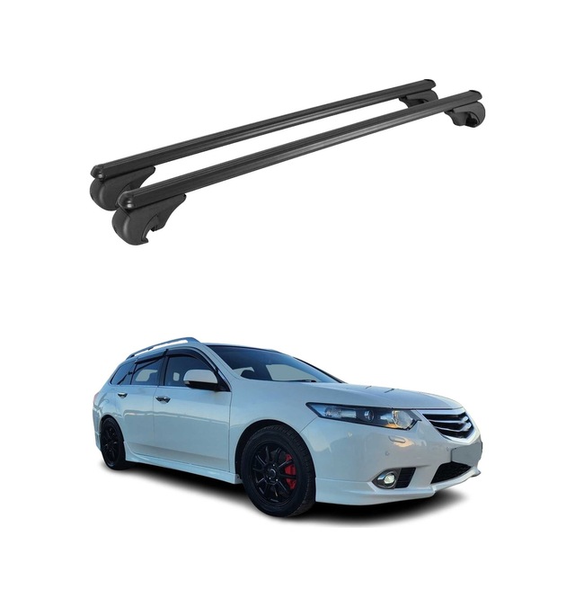 Honda Accord Station Wagon 2003-2014 Arası Uyumlu Port Bagaj Taşıyıcı Ara Atkı Alüminyum Siyah 2 Parça