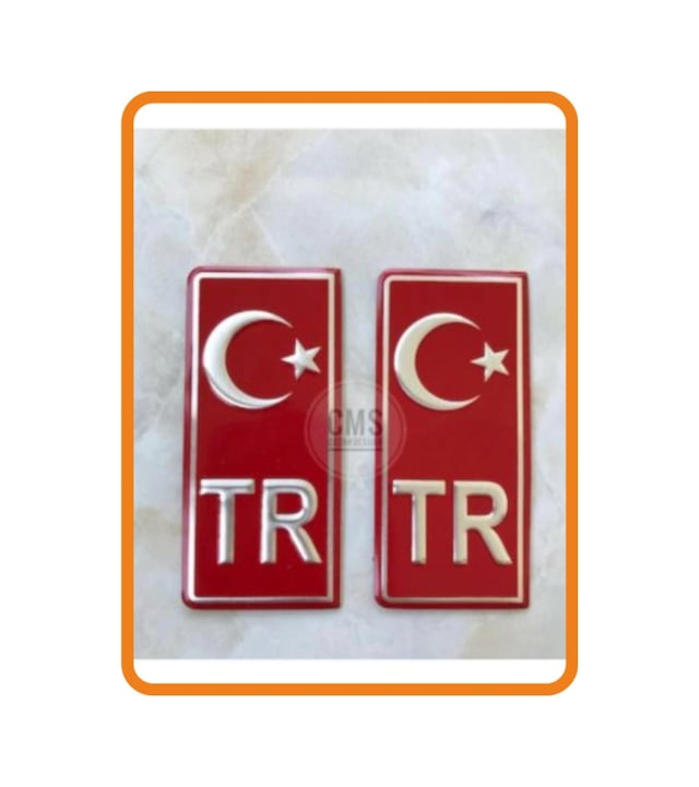 Kdmaksesuar Tr Plaka Krom Sticker 2'li Türkiye Plaka Krom Stıcker Türkiye Plakalık Krom