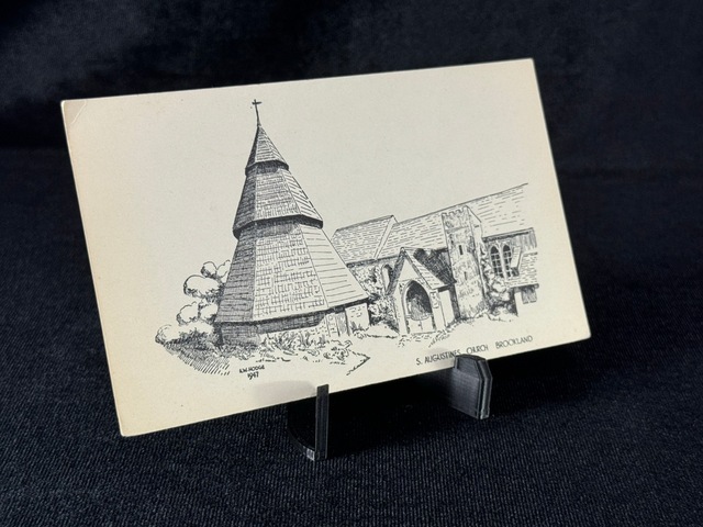 İngiltere Vintage Kartpostal Brookland, Kent, St. Augustine's Church / Kilisesi Aw Hodge Illustration Postcard, Dini Temalı Teşhir Ürün
