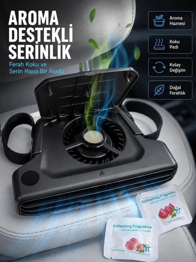 Ers Usb Şarjlı Araç Boyun Soğutucu Fan 5 Kademeli Sessiz Çalışan Turbo Fan