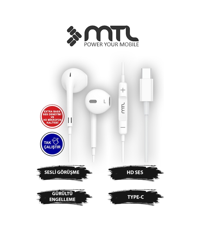 Realme C75 Uyumlu Tak Çalıştır Stero Type-c Kulaklık Mt293a