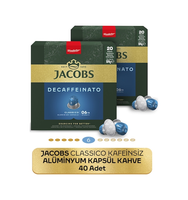 Jacobs Classico Kafeinsiz Nespresso Uyumlu Alüminyum Kapsül Kahve 40 Kapsül Kapsül Kahve
