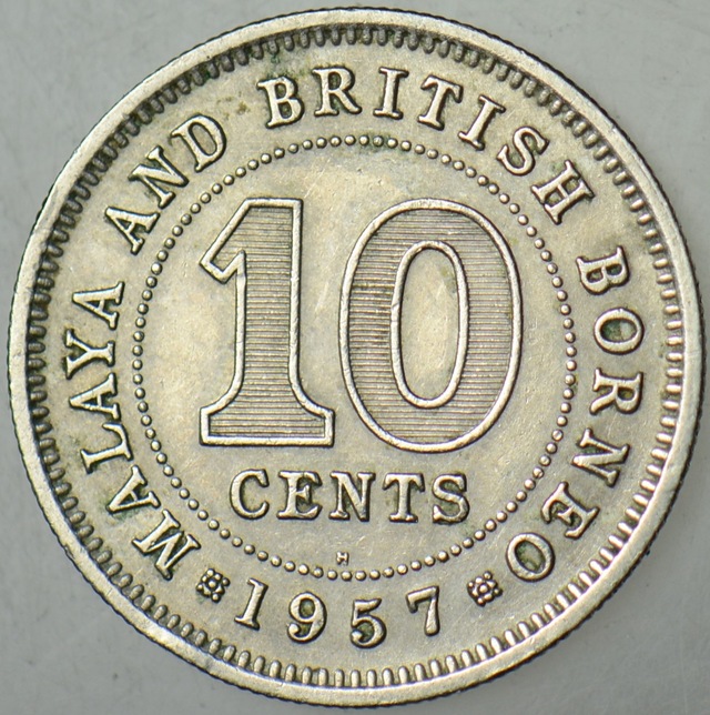 Malaya Ve British Borneo 10 Cent 1957 Kraliçe Iı. Elizabeth. 19,5 Mm