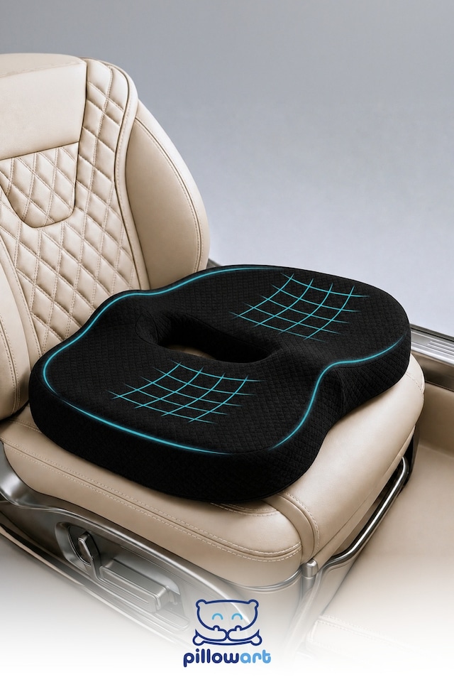 Visco Oto Araç Ofis Koltuk Sandalye Bel Destek Minderi Koltuk Yükseltici Ergonomik Minder Siyah