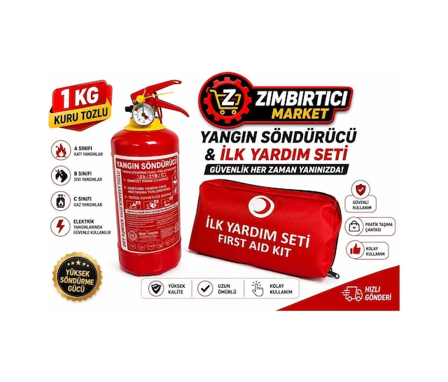 1 Kg Yangın Tüpü Ve İlk Yardım Seti