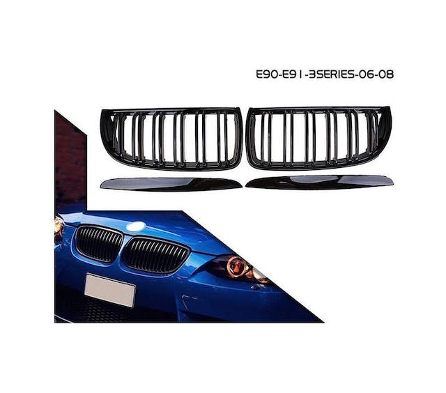 Autogp Bmw E90 M3 Ön Böbrek Panjur Piano Black 2006 - 2009 Çift Tırnak Gre900m3e90