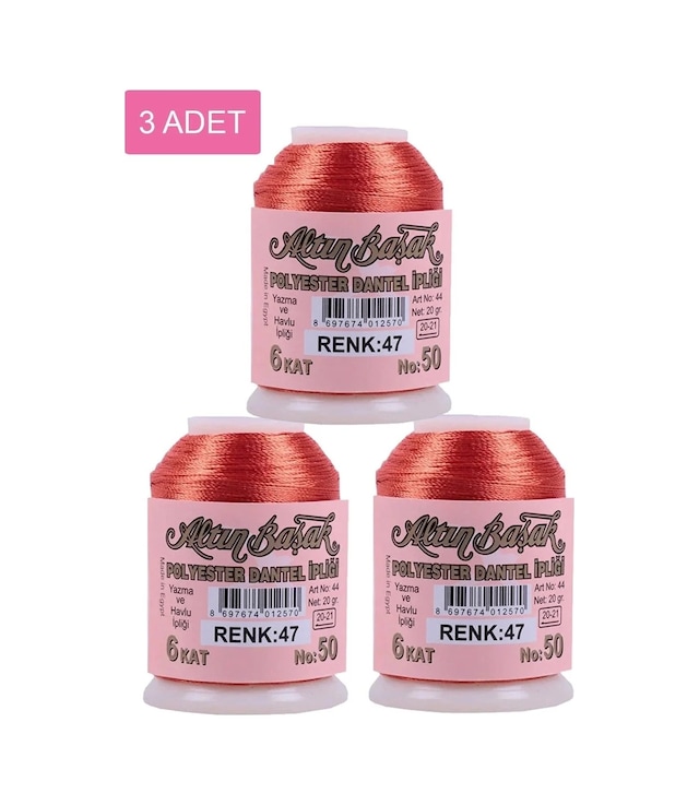 Ers 3 Adet Altınbaşak Oya Ve Dantel İpi 20 Gr - Royaleks - No: 047
