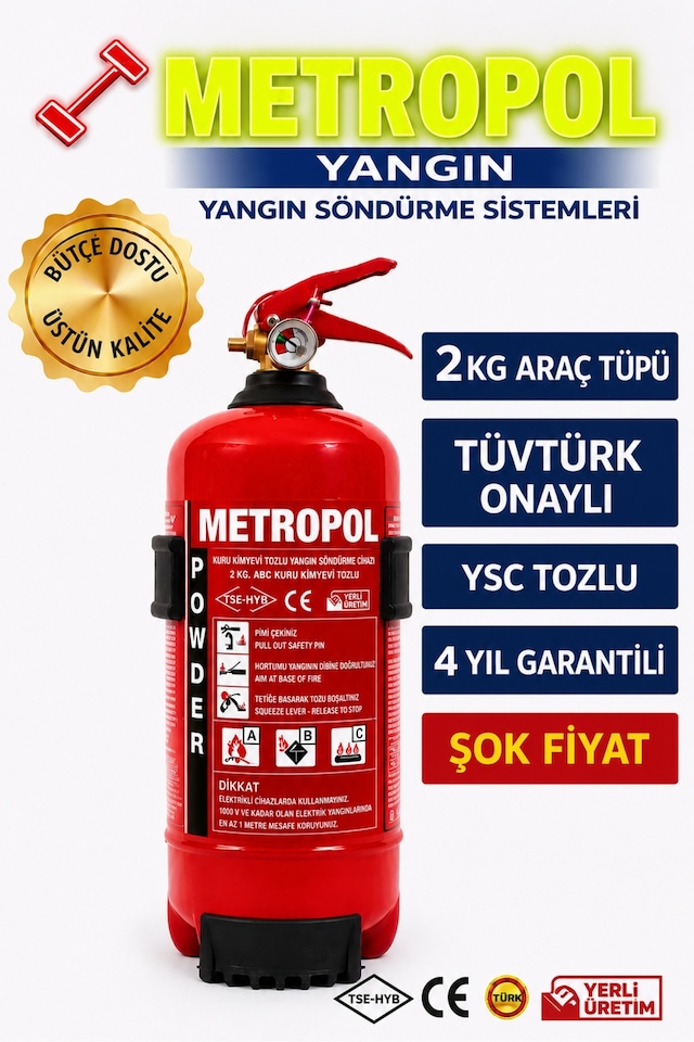 2 Kg Yangın Söndürme Tüpü Tozlu Abc Tüvtürk Onaylı Tse-hyb Ce Belgeli 4 Yıl li - 899549183