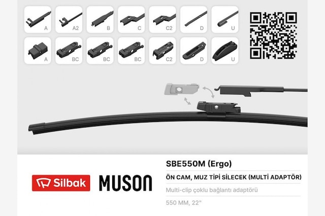 Silecek - 70 - Süpürgesi Muz Tipi 550mm Multi Adaptörlü - Glblseme - Ergonomik