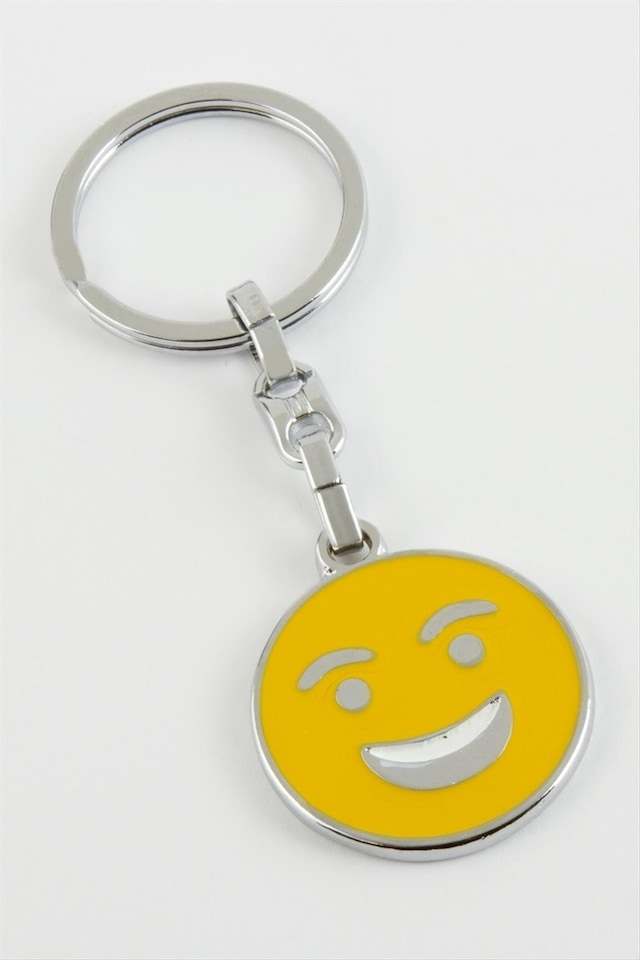 Gülen - 603 - Yüz Emoji Metal - Spt-gld - Anahtarlık Sarı