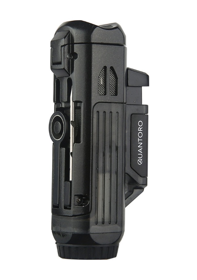 Quantoro Çift Torch Pürmüz Delicili/iğneli Siyah Metal Puro Çakmağı - Trz1186