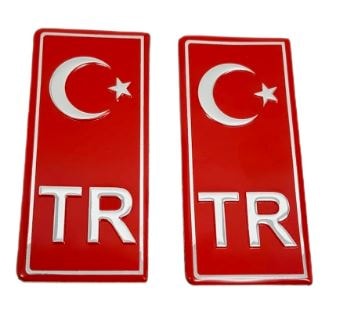 TR Plaka Sticker & Aluminyum 2'Li Kabartma Çıkartma