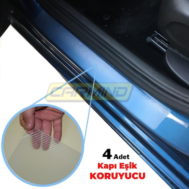 Carmind Şeffaf Araç Kapı Içi Koruma Folyosu Karbon Desenli