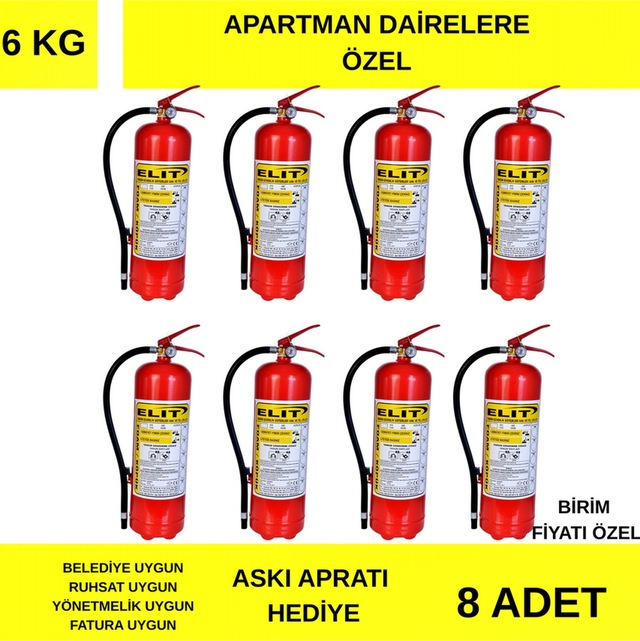 Daire Ve Apartmanlara Uygun 6 Kg Yangın Söndürücü + 4 Yıl Tarih + Askı Paratı
