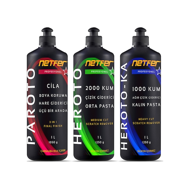 Netfer 3'lü Orta Kalın Pasta Cila Set - 3x1 L