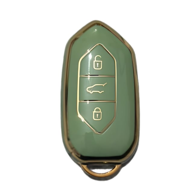Autohan Keys Togg T10x T10f Uyumlu Akıllı Anahtar Kılıfı, 3 Tuşlu, Nano Koruma, Yeşil-altın