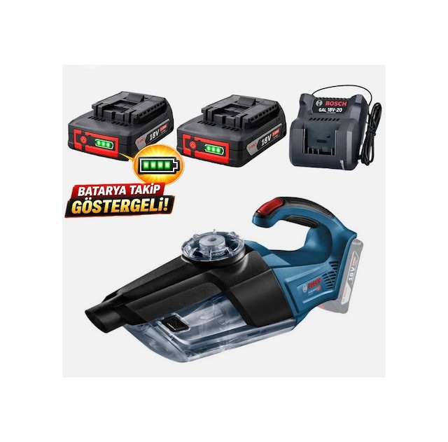 Bosch Gas 18v-1 Akülü El Süpürgesi 2 Ah Göstergeli Çift Bataryalı