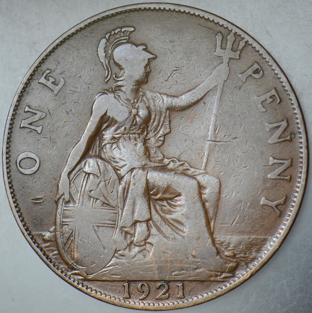 Birleşik Krallık 1 Penny 1921 Kral 5. George 31 Mm İngiltere.