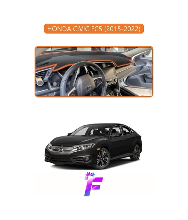 Honda Cıvıc Fc5 2015-2022 Torpido Örtüsü Güneşten Korur Kolay Montaj Tam Uyum F64 Torpido Halısı