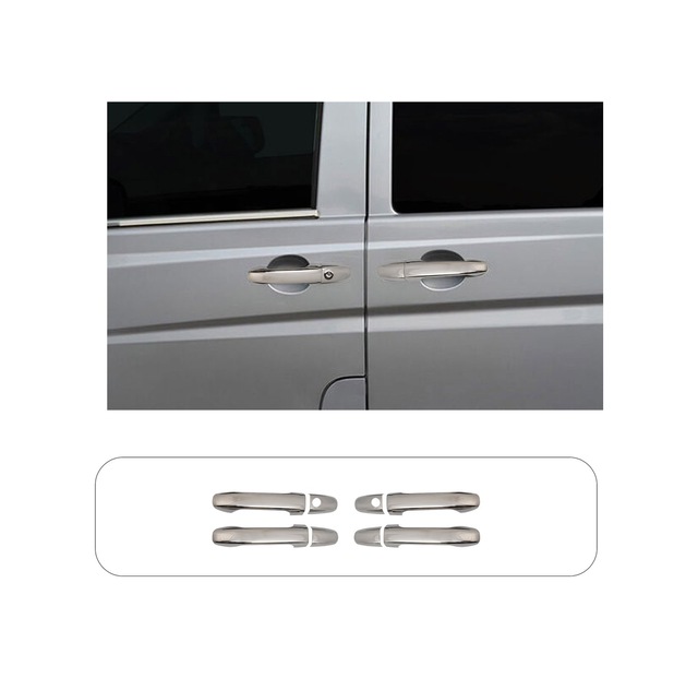 Mercedes Vito W447 Uyumlu 2014 Ve Üzeri Krom Kapı Kolu 4 Kapı Çift Delikli Paslanmaz Çelik