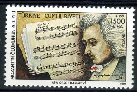 MOZART,1991,Tek Pul Tam Seri,Damgasız,ASB-5016-A Teşhir Ürün