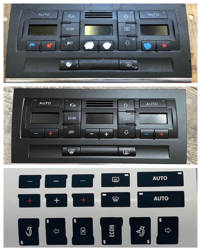A4 B6 - B7 Kasa 2001-2008 Arası Klima Ünitesi Tuş Takımı Tamir Kiti Sticker Etiketi 1 Adet