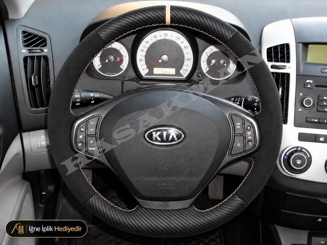 Kia Pro Ceed Dikme Direksiyon Kılıfı Alcantara Süet Mat Karbon Bej Yüzük Ve Dikiş Ed 3 Kapi-cool 2009-2012