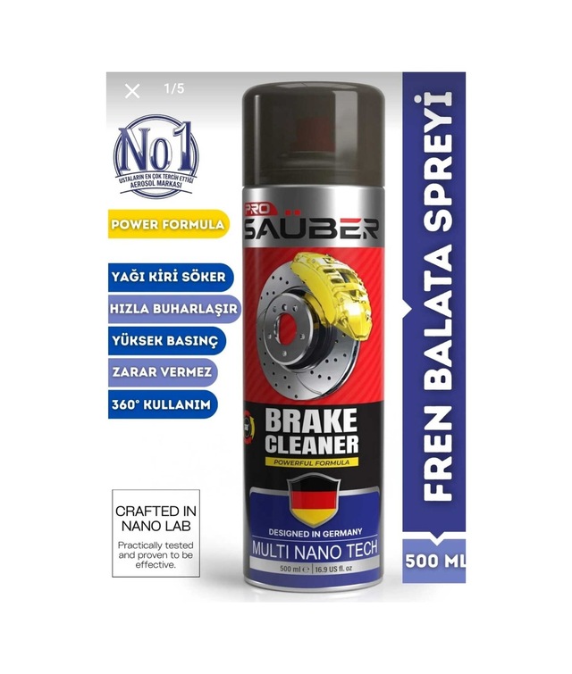 Pro Sauber Power Fren Balata Spreyi 500 Ml Yüksek Basınçlı, Kiri Söküp Atar, Hızlı Buharlaşır
