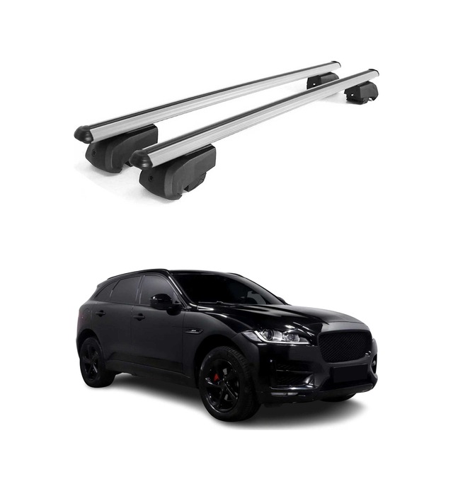 Jaguar F-pace 2016-2025 Arası Uyumlu Port Bagaj Taşıyıcı Ara Atkı Alüminyum Gümüş 2 Parça