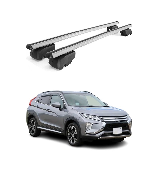Mitsubishi Eclipse Cross 2017-2025 Arası Uyumlu Port Bagaj Taşıyıcı Ara Atkı Alüminyum Gümüş 2 Parça