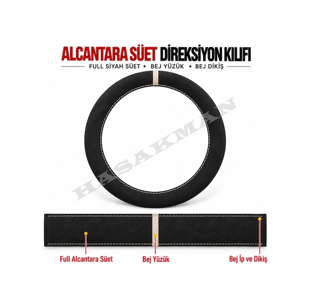 Toyota Prius Xw30 Dikme Direksiyon Kılıfı Full Alcantara Süet Bej Yüzük Ve Bej Dikiş 2012-2015