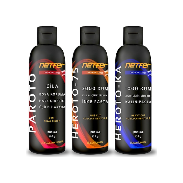 Netfer 3'lü İnce Kalın Pasta Cila Set - 3x100 Ml