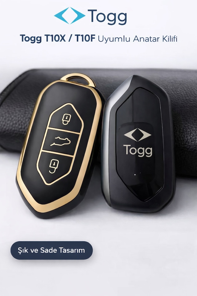 Togg T10x T10f Anahtar Kılıfı Aksesuar Siyah-gold