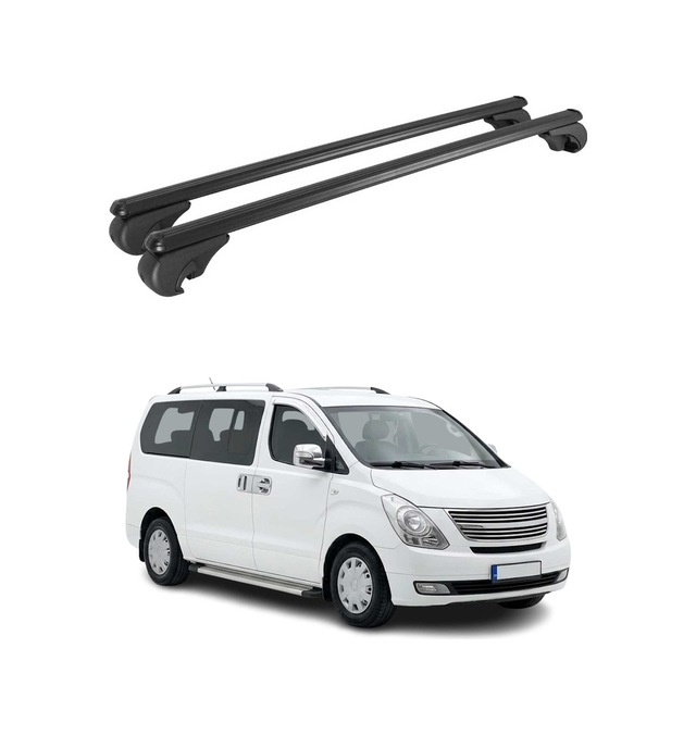 Hyundai H-1 Starex Iı 2007-2021 Arası Uyumlu Port Bagaj Taşıyıcı Ara Atkı Alüminyum Siyah 2 Parça