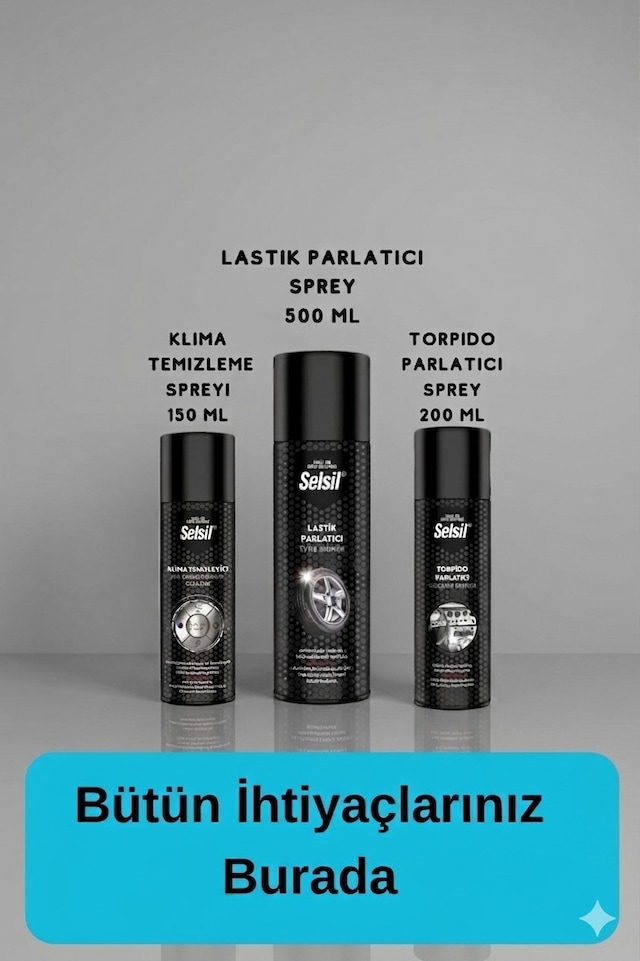Oto Bakım Seti Lastik Parlatıcı Torpido Parlatıcı Klima Temizleme Spreyi Araç Temizleme Seti