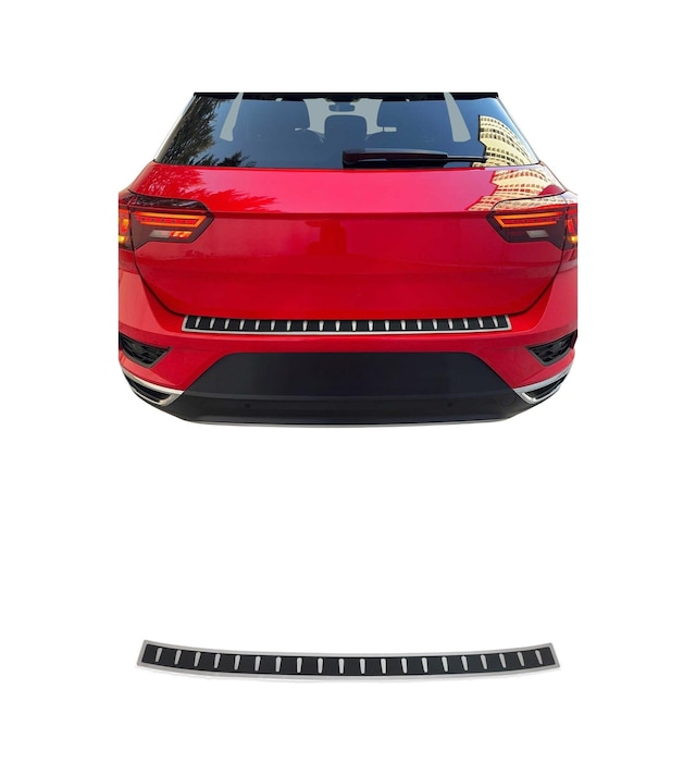 Vw T-roc 2017-2025 Uyumlu Arka Tampon Eşiği Krom-karbon Folyolu